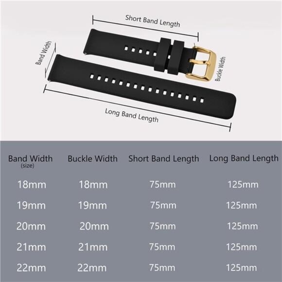 18mm 19mm 20mm 21mm 22mm, Quick Release Silicone Watch Black main image 6